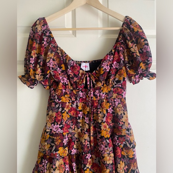 Buddy Love Tammy Floral Ruffle Mini Dress Size S Puff Sleeve Shirred Back - Picture 2 of 15